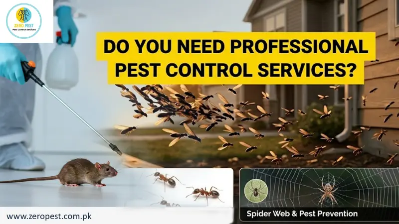 Professional Pest Control Services targeting termites, rodents, ants, and spiders around a home.